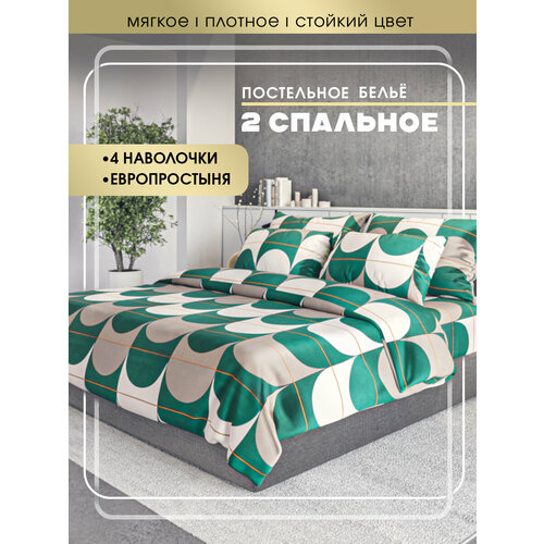 Комплект постельного белья SKANDIA design by Finland евро размер Микро Сатин, 4 наволочки, X164 листья и белый цветок