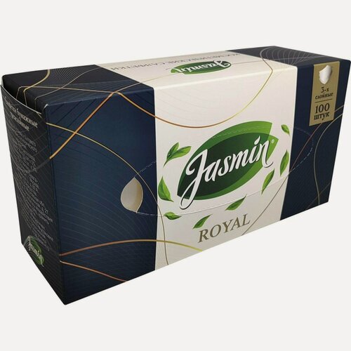 Изображение товара Салфетки косметические 20x20.5см, 3-слойные Jasmin Royal, белые, 100шт, 25 уп.