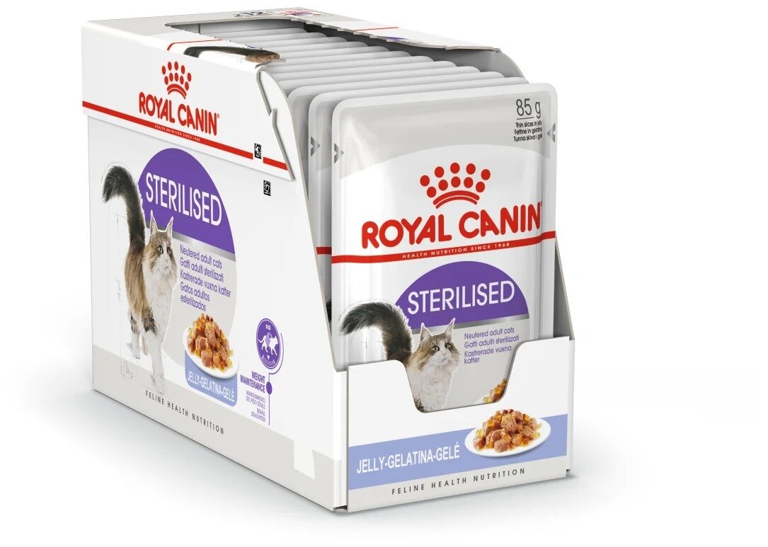 24шт Royal Canin STERILISED Мелкие кусочки в желе для стерилизованных кошек старше 1 года