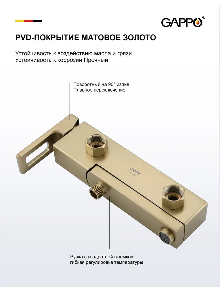 Смеситель для ванны Gappo G3217-3 — фото 1