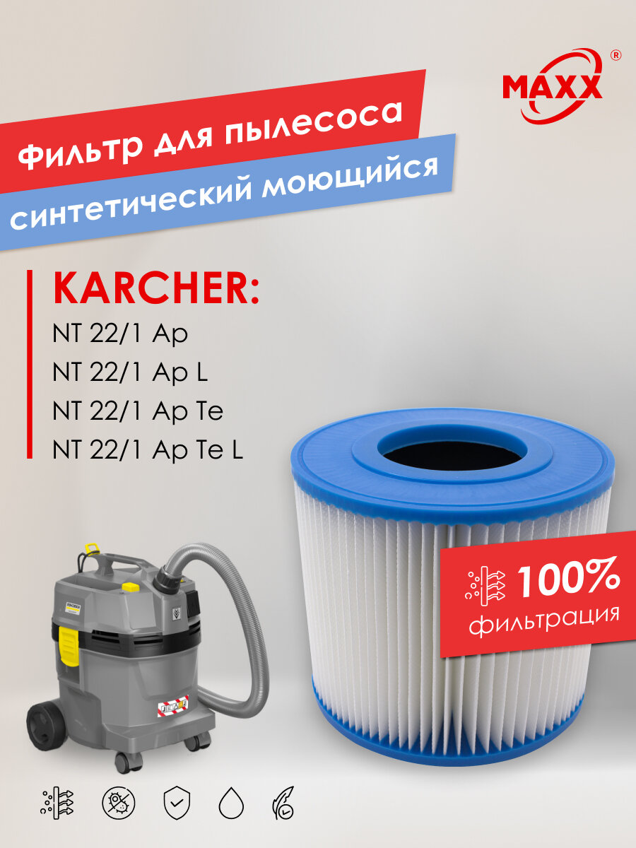 Фильтр PRO синтетический моющийся для пылесоса Karcher NT 22/1 Karcher NT 22/1 Ap Te