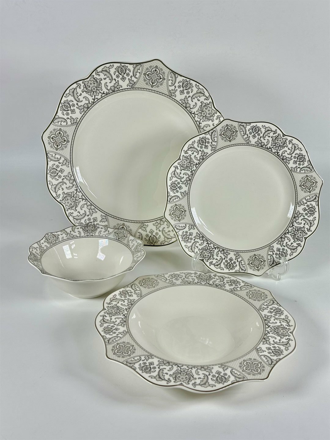 Набор тарелок O.M.S.Collection 6017, фарфор, бежевый, 24шт