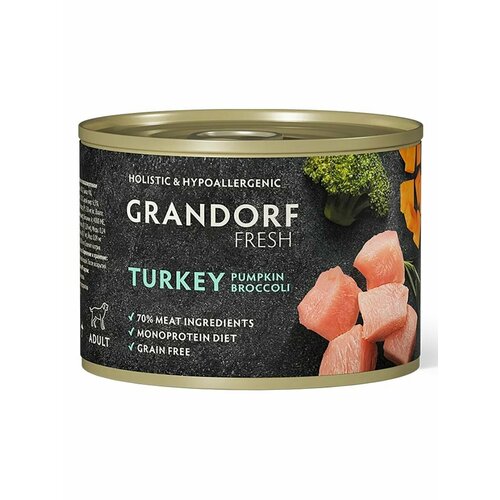 GRANDORF FRESH Adult Turkey Корм влаж. паштет из индейки с тыквой и брокколи д/собак конс.200г