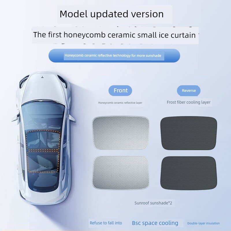 Обновленный солнцезащитный козырек для люка Tesla Model 3 с гофрированным керамическим отражателем, защита от УФ-лучей,
