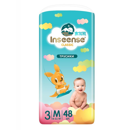 Inseense подгузники-трусики Classic M (6-11 кг), 48 шт., голубой inseense подгузники classic m 6 11 кг 64 шт желтый