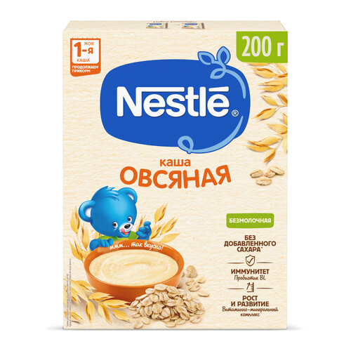 Каша Nestlé безмолочная овсяная, с 5 месяцев каша nestlé безмолочная овсяная с 5 месяцев 200 г