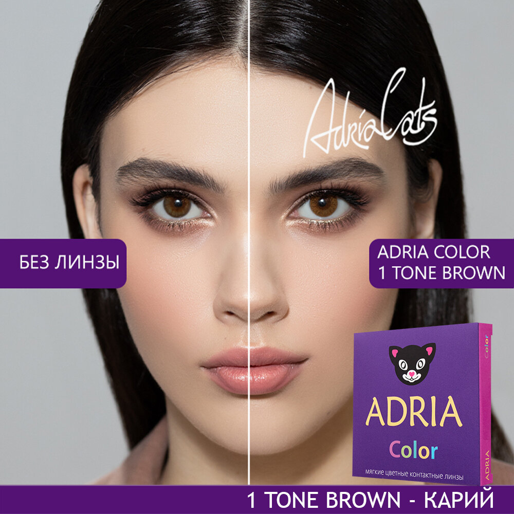 Контактные линзы цветные ADRIA, Adria Color 1T, Квартальные, BROWN, -0,00 / 14 / 8,6 / 2 шт.