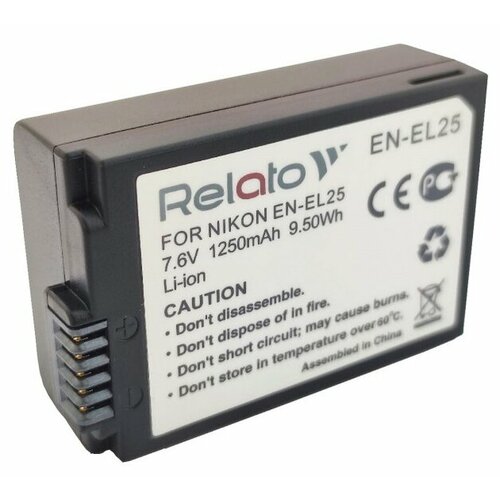 Аккумулятор Relato EN-EL25 (7.6V, min 1250mAh, Li-ion) для Nikon Zfc, Z50 аккумулятор для фотоаппарата nikon z50 en el25