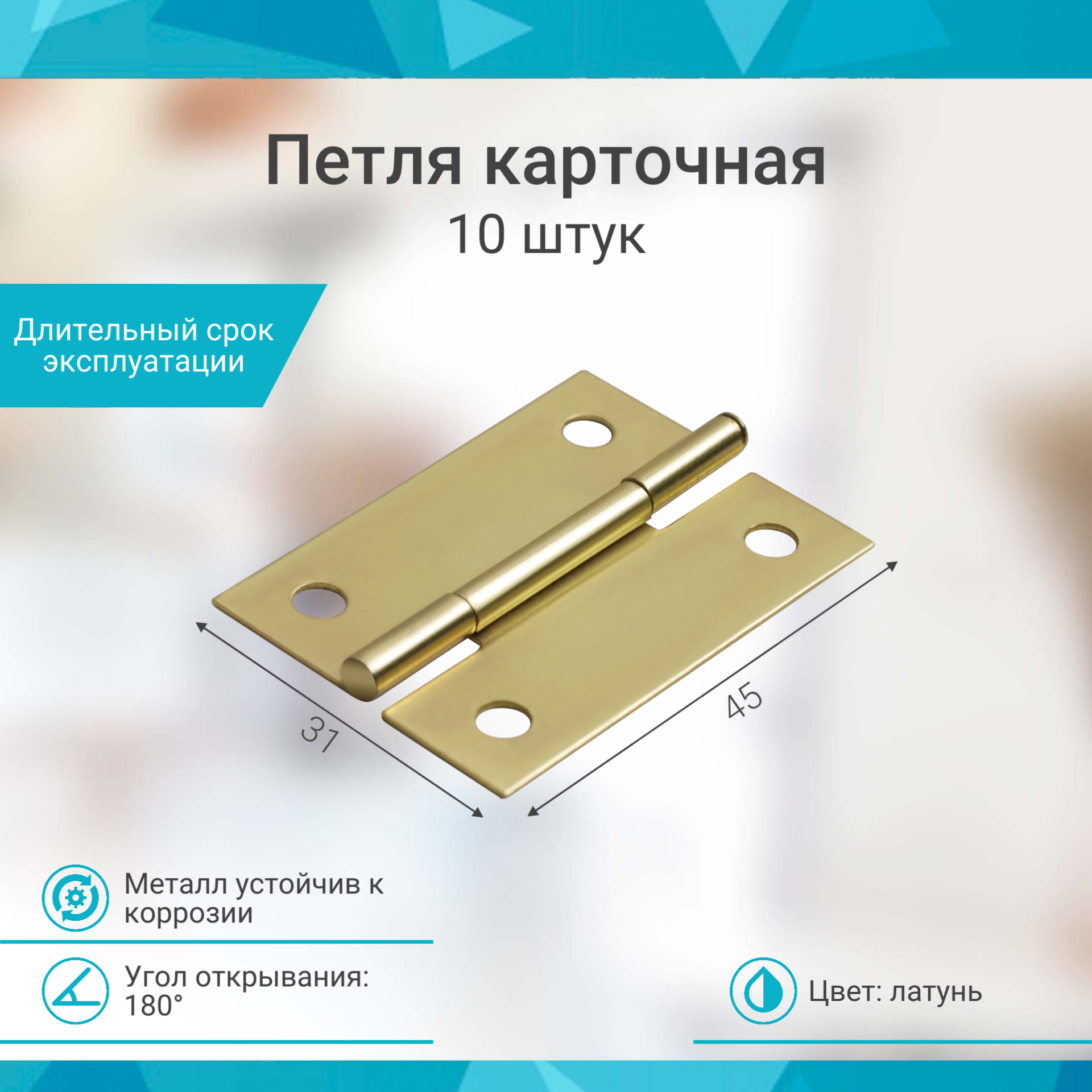 Петля мебельная карточная 45х31 10 штук