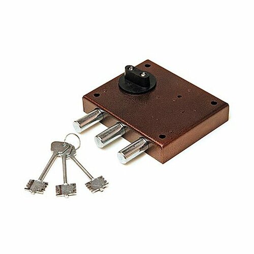 Замок накладной гаражный сувальдный ключ 3 ригеля 4437₽