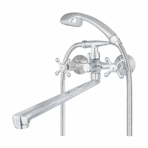 Микс ЭНД фикс 7401-01 Смеситель д/ванны Соффрон двуручный с L-изливом 350мм и аксесс. карт. дивертор