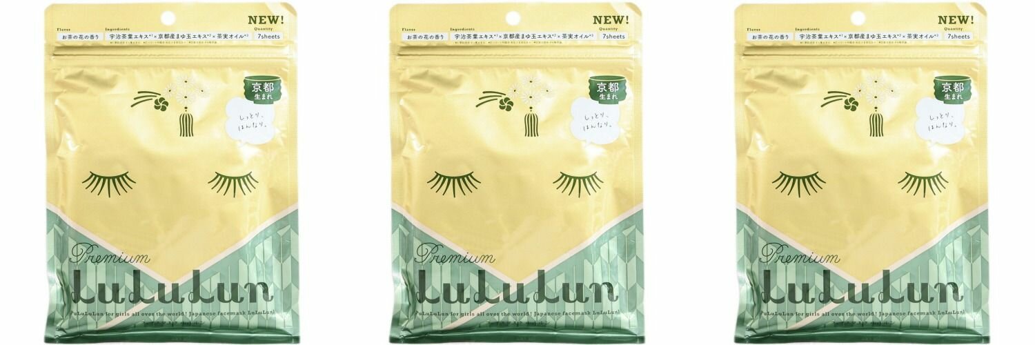 LuLuLun Маска для лица увлажняющая и успокаивающая Цветы Чая из Киото Premium Face Mask Tea Flower, 7 шт, 130 г, 3 уп