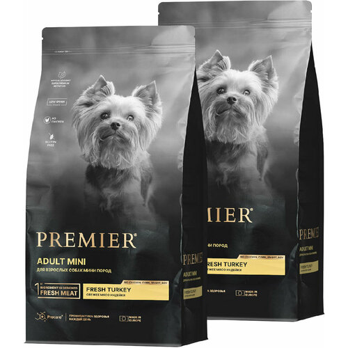 PREMIER LOW GRAIN DOG ADULT MINI TURKEY низкозерновой для взрослых собак маленьких пород с индейкой (3 + 3 кг) organix adult dog turkey для взрослых собак всех пород при аллергии с индейкой 12 12 кг