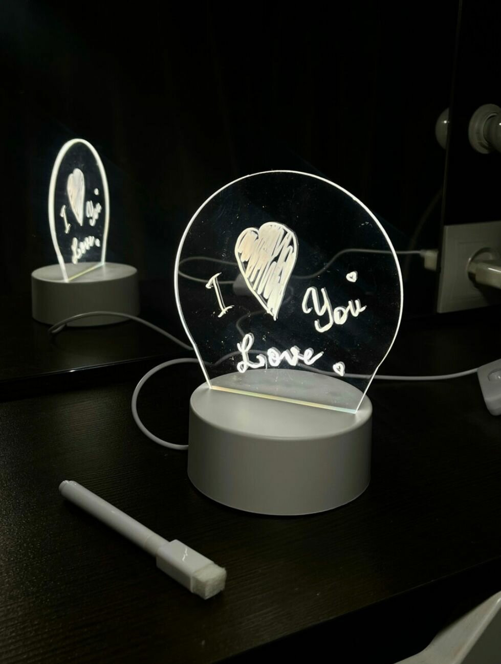 Ночник с маркером RGB 3D, декоративный светильник, белый - фотография № 4