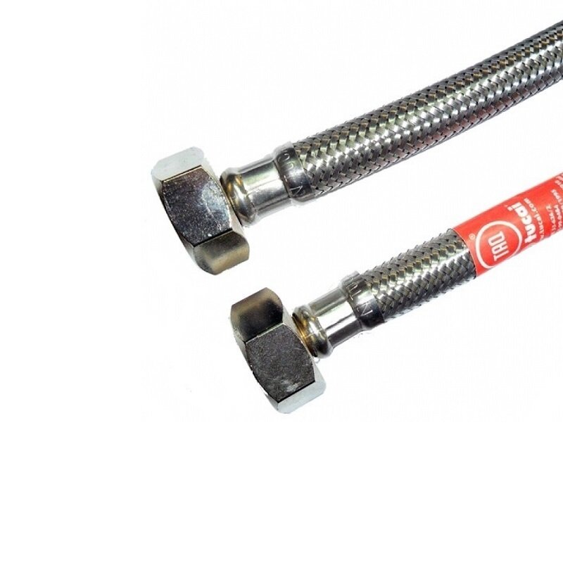 фото Гибкая подводка Tucai 1/2"-1/2", 100см, в стальной оплетке, внутренняя резьба-внутренняя резьба