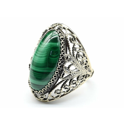 Кольцо Радуга Камня, малахит, размер 18, зеленый