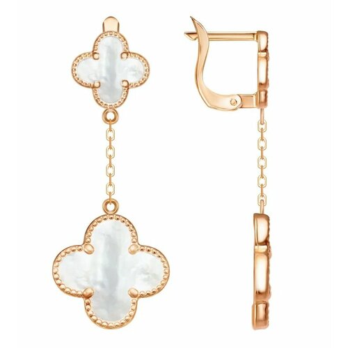 Серьги MG, красное золото, 585 проба, перламутр