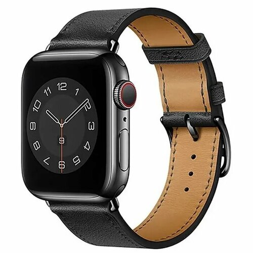 Кожаный ремешок для часов WiWU Attelage Genuine Leather Watch Bands для Apple Watch 42/44/45mm Black черный, размер L (запястье 160–180 мм), М (запястье 150–160 мм), XL (запястье 180–200 мм), S (запястье 135–150 мм)