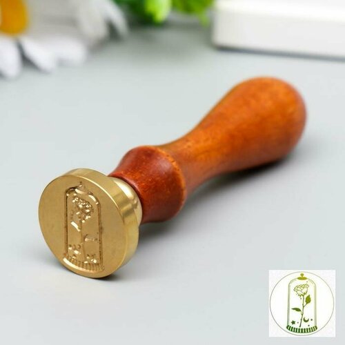 Печать для сургуча с деревянной ручкой Роза в колбе 9х25х25 см 1113₽