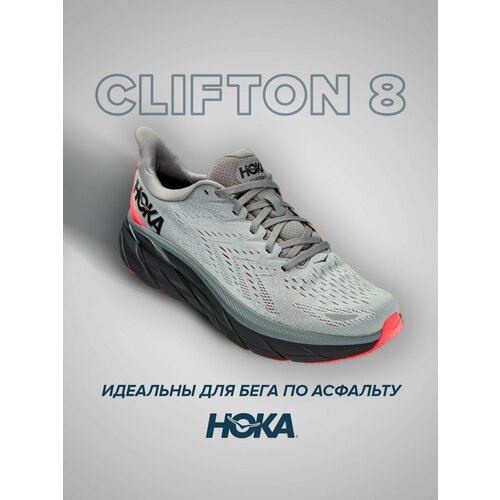 фото Кроссовки hoka clifton 8, полнота b, размер us7b/uk5.5/eu38 2/3/jpn24, серый