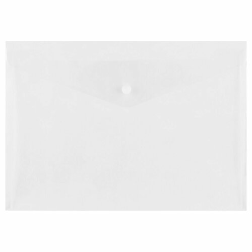 Папка-конверт на кнопке СТАММ А4, 150мкм, пластик, прозрачная, бесцветная, 10 штук