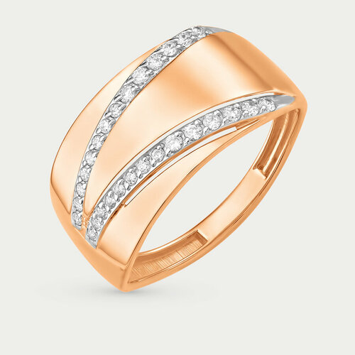 Кольцо GOLD CENTER, красное золото, 585 проба, фианит, размер 19