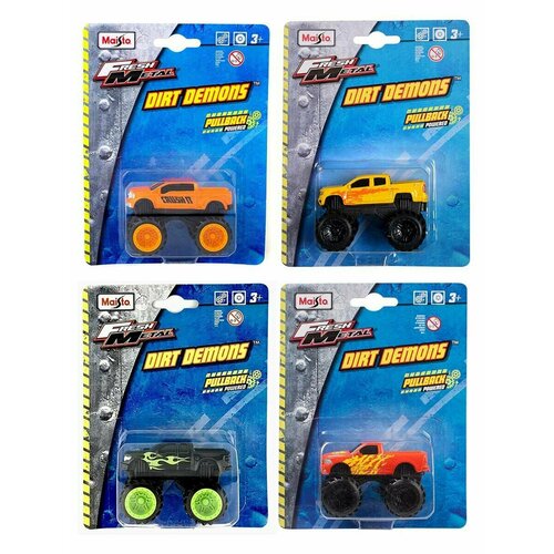 Модель машины - 1:64 MAISTO FM 3 Dirt Demons Off-road (7,5см), с инерционным механизмом модель машины maisto design off road kings 1 24 32520