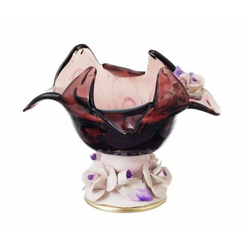 Конфетница White Cristal 18 см бордовая