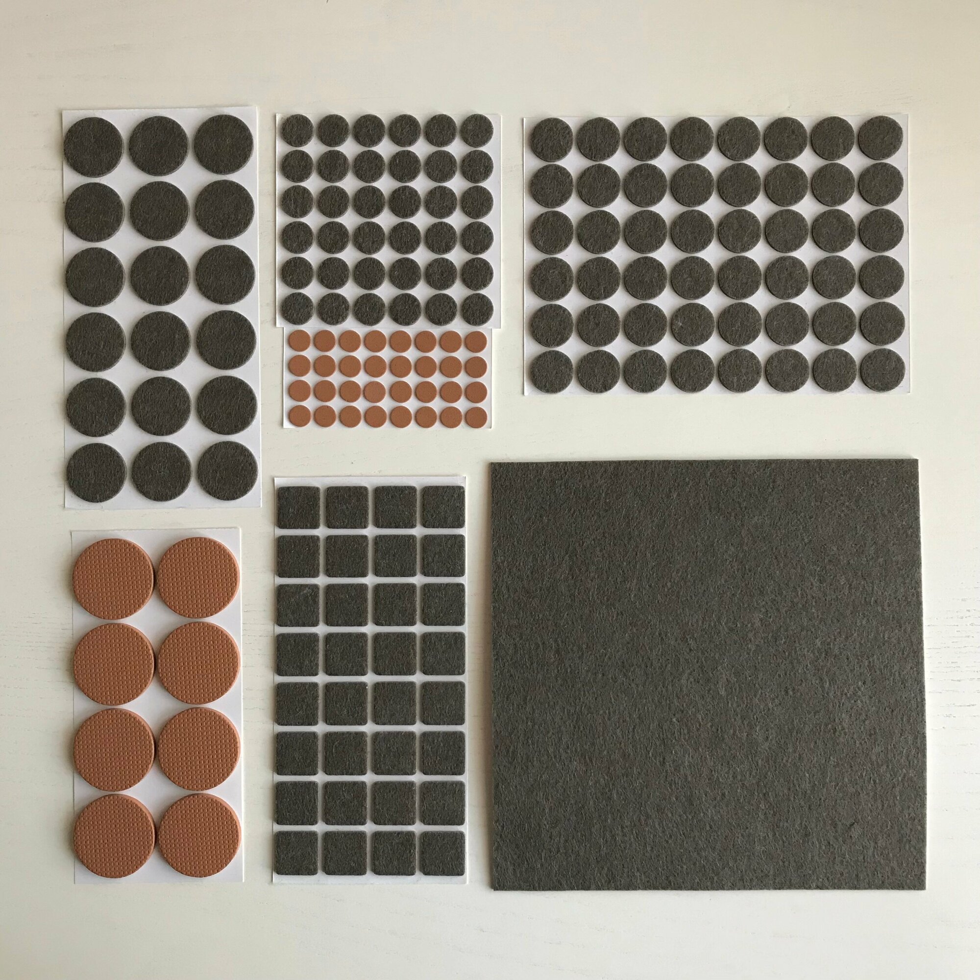 Накладки самоклеящиеся на мебельные ножки 175 шт коричневые