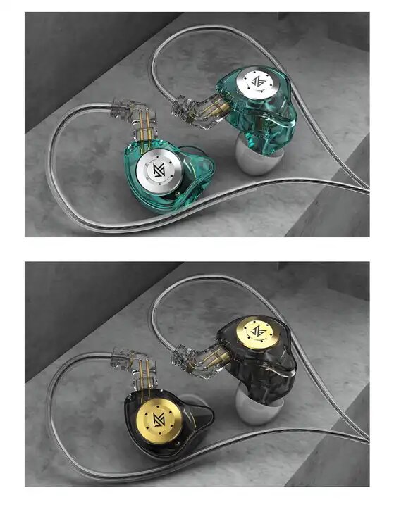 Наушники KZ EDX PRO двойные магнитные динамические Hi-Fi Bass - 10-20КГц - 24Ом - 112дБ - с микрофоном - бирюзовые