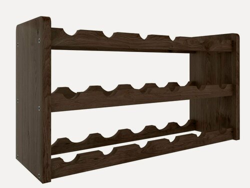 Изображение товара Стеллаж для вина и шампанского на 18 бутылок из дерева, размеры с бутылками Ш63.5хВ40хГ30, коричневый