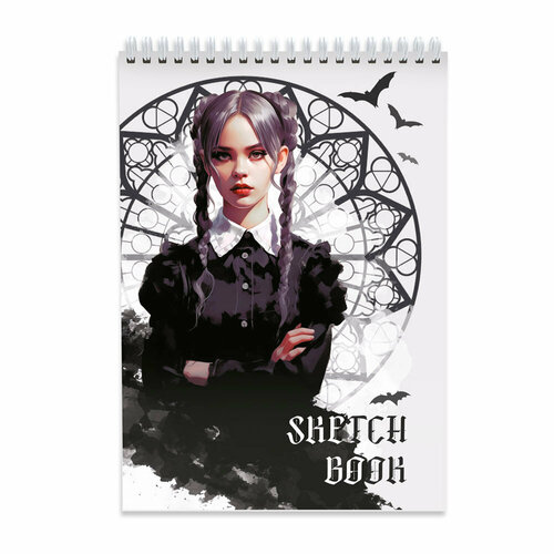 Скетчбук. Девушка в чёрном. 14,8х21 см. 40 листов. Геодом