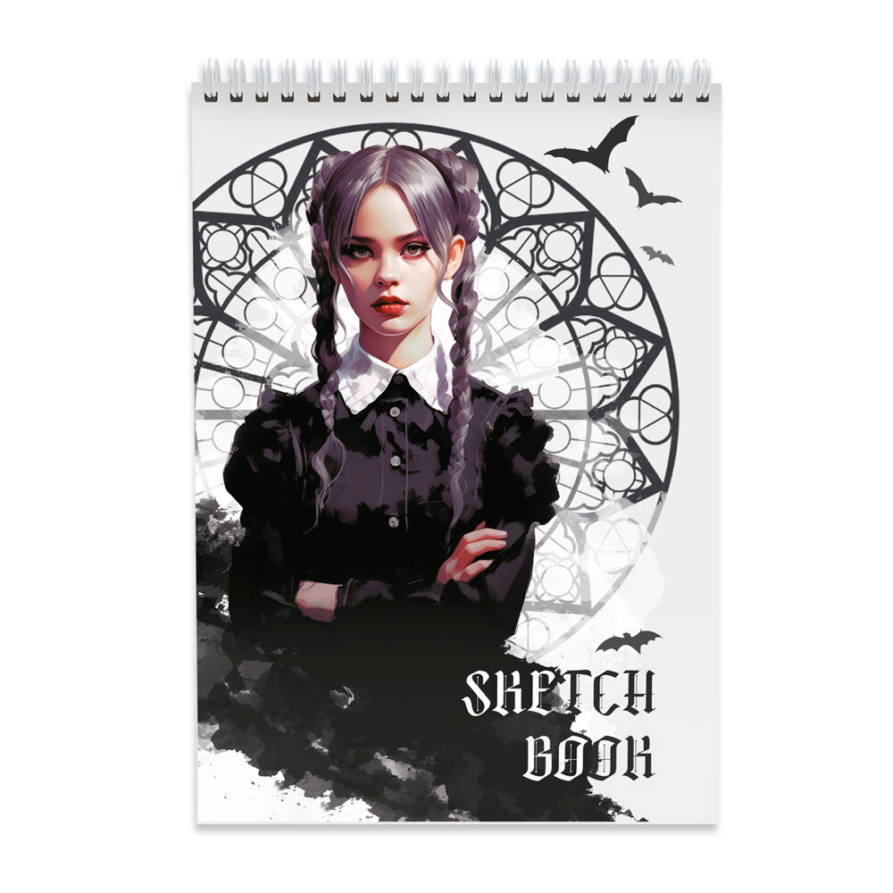 Скетчбук. Девушка в чёрном. 14,8х21 см. 40 листов. Геодом