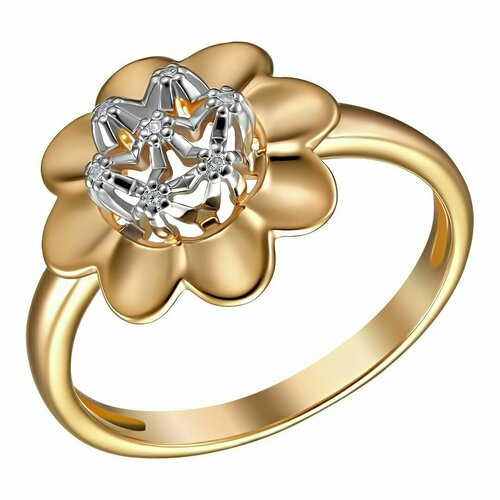 фото Кольцо uvi, серебро, 925 проба, золочение, бесцветный, золотой