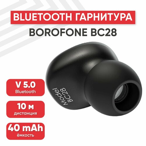 Bluetooth гарнитура BorofoneBC28 Shiny Sound Mini BT 50 моно внутриканальная черная 59400₽