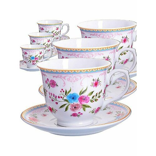 Чайный сервиз Loraine, фарфор, 12 предметов, 220мл