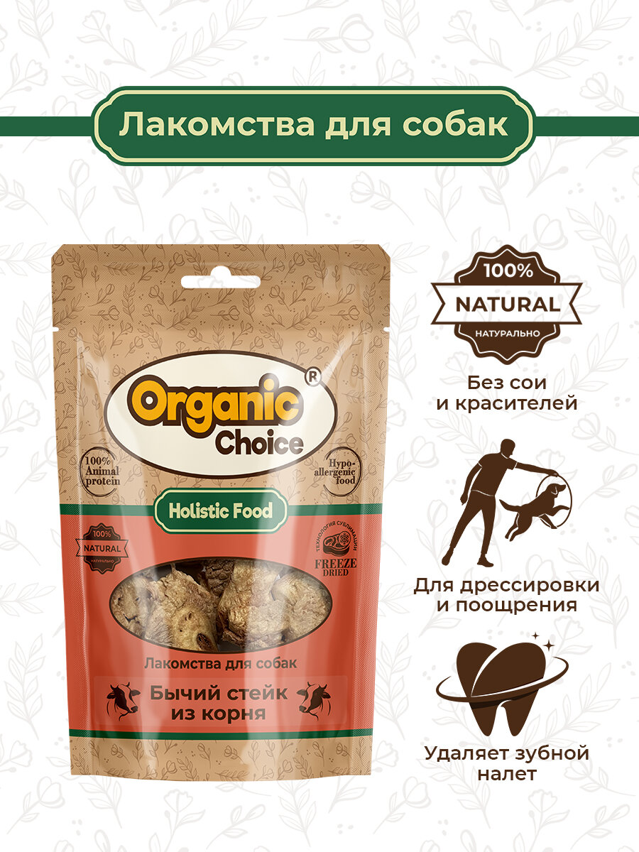 Organic Сhoice 55 г лакомство для собак бычий стейк из корня