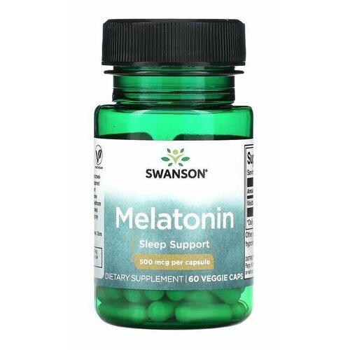 Swanson, Мелатонин, 500 мкг, 60 растительных капсул