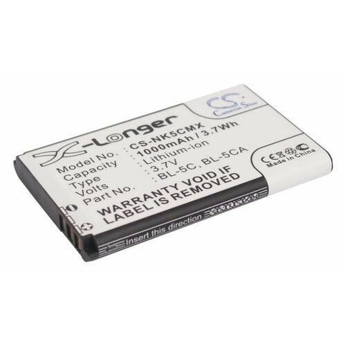 аккумулятор bl 5c bl 5c для nokia 6600 1100 1110 1112 1200 1208 1600 1650 2600 3 7v 1020mah Аккумулятор для телефона Nokia 6600, C2, 1280, 1100, 3110, N70, 5130, 1110, 101, 2700, 6230, X2-02, N91, 6230i, 1200, 3100, 1616, (BL-5C), 1000мАч