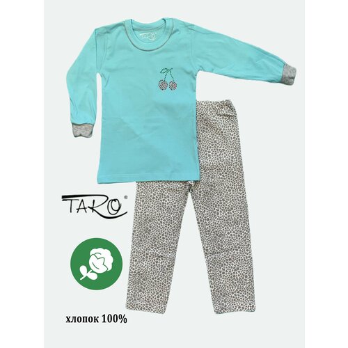 Пижама Taro, размер 98, бирюзовый, серый