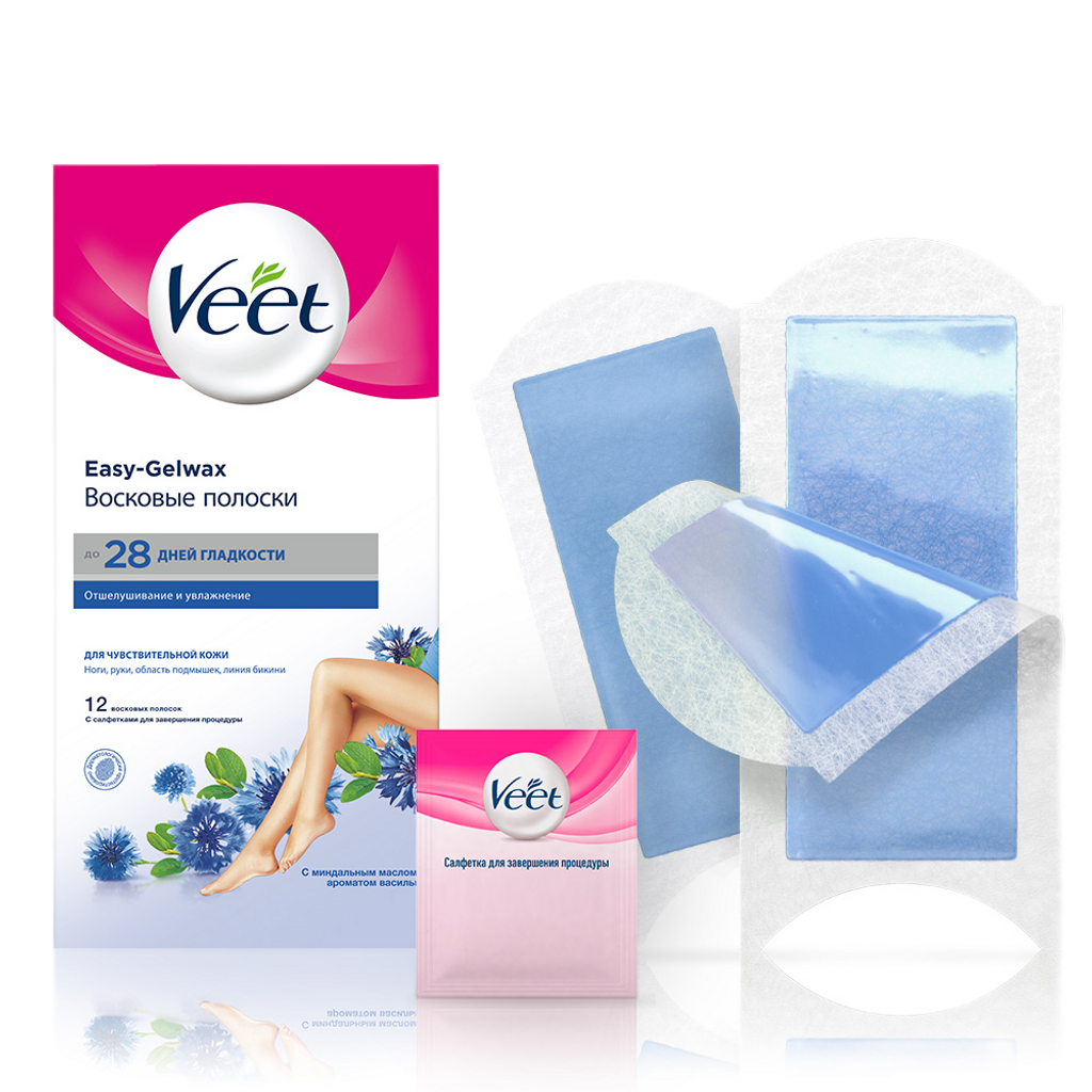 Veet полоски восковые для депиляции для чувствительной кожи 12 шт