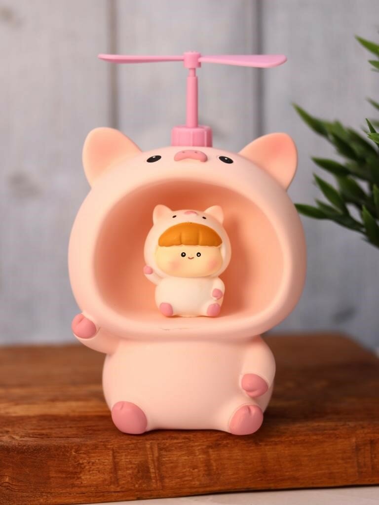 Ночник, светильник детский, копилка Baby pig fan pink - фотография № 2