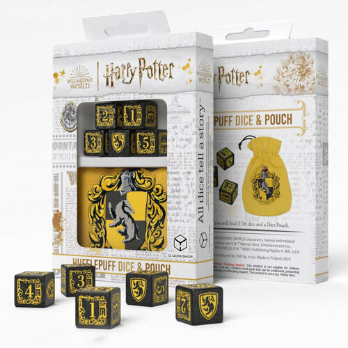 Набор кубиков с мешочком Q-Workshop Harry Potter: Hufflepuff для настольных ролевых игр