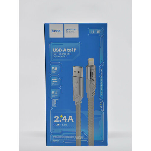 нейлоновый кабель hoco u119 usb a to type c белый Нейлоновый+кабель+hoco+U119+USB-A+to+Type IP - белый