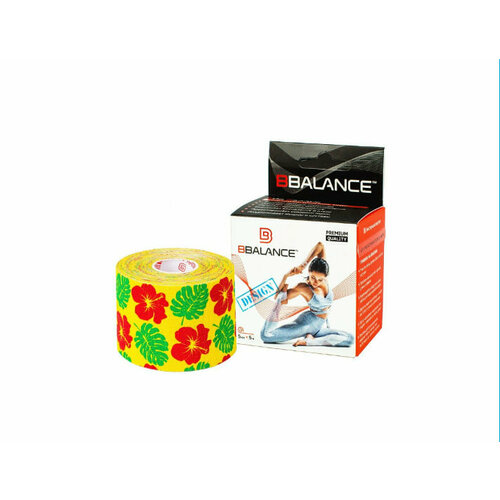 фото Кинезио тейп bbtape 5 см × 5 м гавайи желтый bbalance