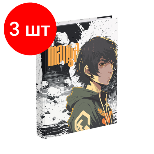 Комплект 3 шт, Тетрадь на кольцах А5, 240л, BG Style manga, глянцевая ламинация