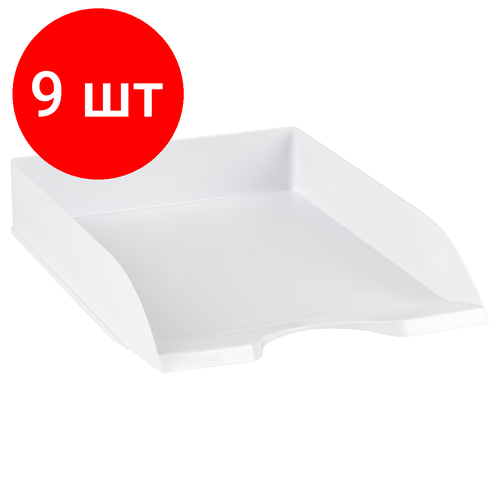 Комплект 9 шт, Лоток для бумаг горизонтальный СТАММ Дельта, белый лоток для бумаг leitz wow двухцветный 53611016 желтый белый 1 шт
