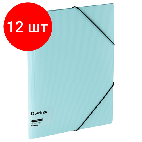 Комплект 12 шт, Папка на резинке Berlingo Instinct А4, пластик, 600мкм, аквамарин