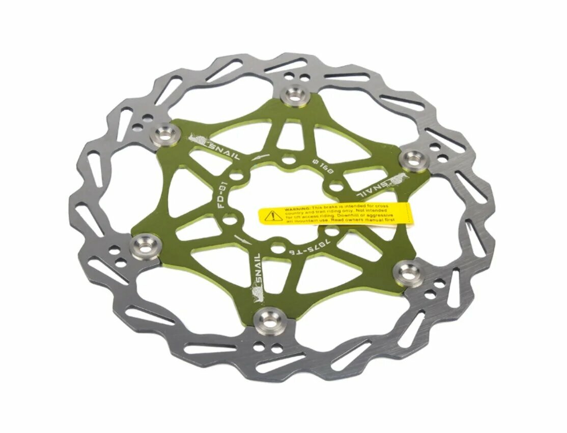 Ротор дискового тормоза 160мм на 6 болтов SNAIL FD-01 зеленый