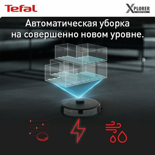 Робот пылесос Tefal X-plorer Serie 75 S RG8575WH работает с Алисой с сухой и влажной уборкой управлением со смартфона черный 2999900₽